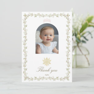 Once Upon a Time Pink Princess Floral Coquette 1st Thank You Card