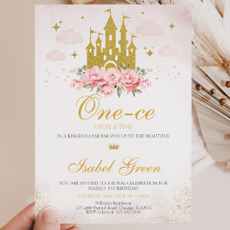 Once Upon a Time Princess 1st Birthday Invitation