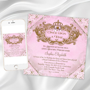 Once Upon a Time Princess 1st Birthday Invitation