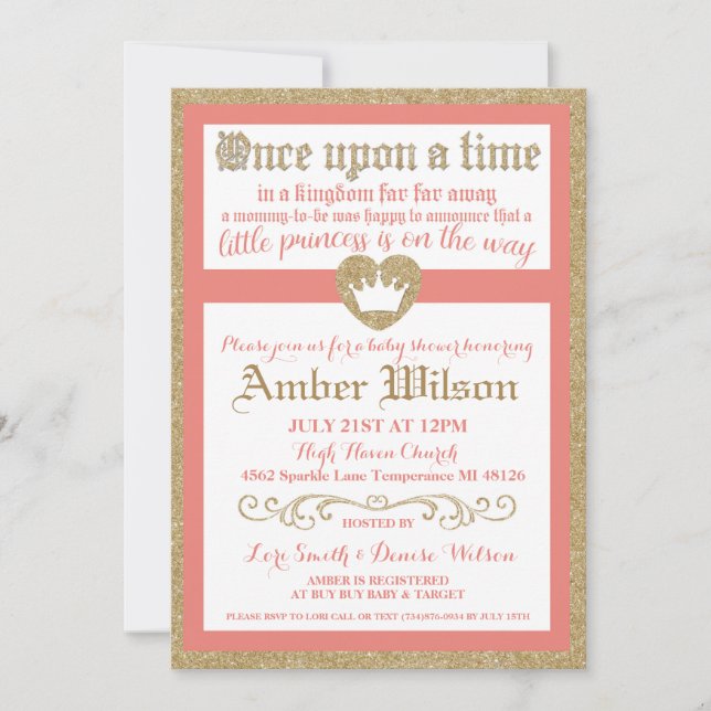 Once Upon a Time Princess Baby Shower Invitation (Front)