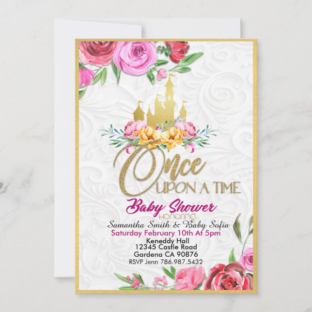 Once upon a time Princess Baby Shower invitation (Front)