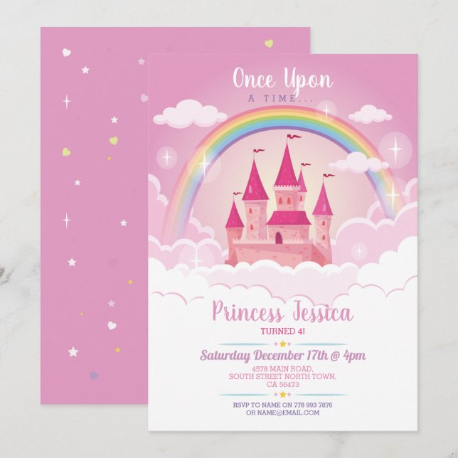 Once Upon a Time Princess Birthday Castle Invitation (Front/Back)