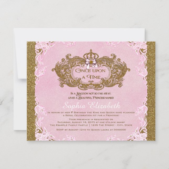 Once Upon a Time Princess Birthday Invitation (Front)