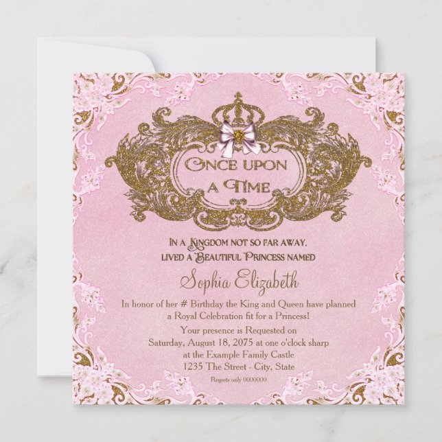 Once Upon a Time Princess Birthday Invitation (Front)