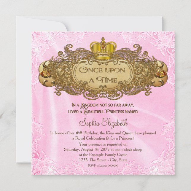 Once Upon a Time Princess Birthday Party Invitation (Front)