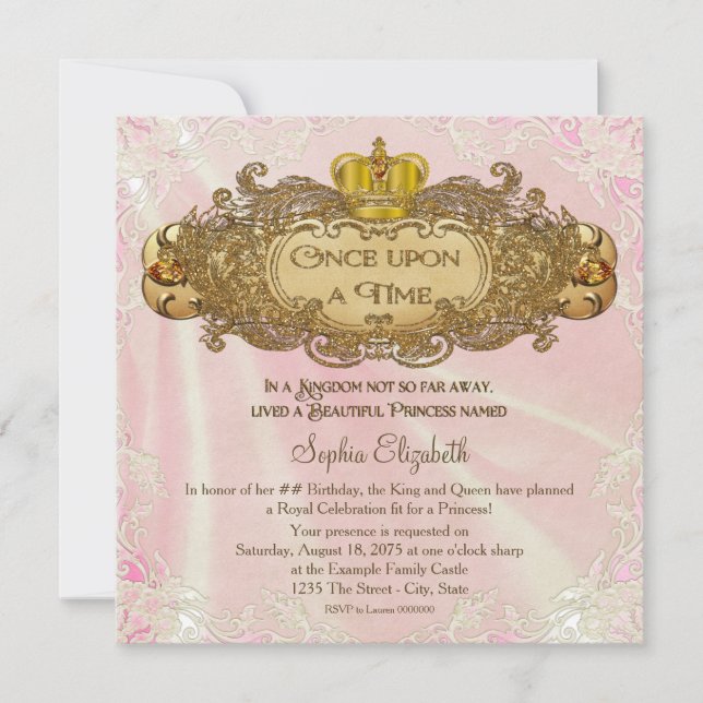 Once Upon a Time Princess Birthday Party Invitation (Front)