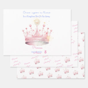 Once upon a time, Princess Birthday Wrapping Paper Sheet