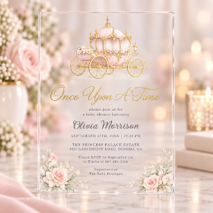 Once Upon A Time Princess Carriage Baby Shower Acrylic Invitations