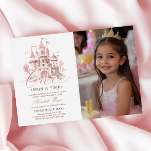Once Upon a Time Princess Castle Birthday Photo Invitation