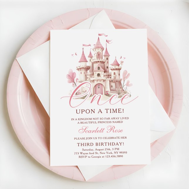 Once Upon a Time Princess Castle Girl Birthday Invitation (Creator Uploaded)