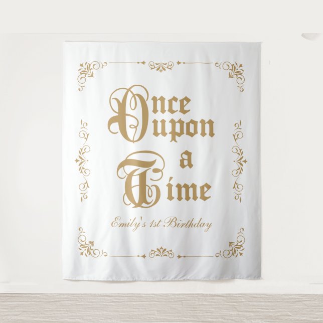Once upon a time royal party photobooth backdrop tapestry (Front)