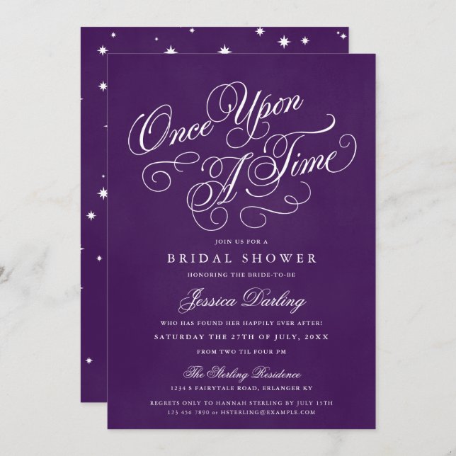 Once Upon A Time Shower Invitations Royal Purple (Front/Back)