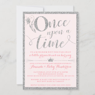 Once Upon A Time Silver Princess Baby Shower Invitation