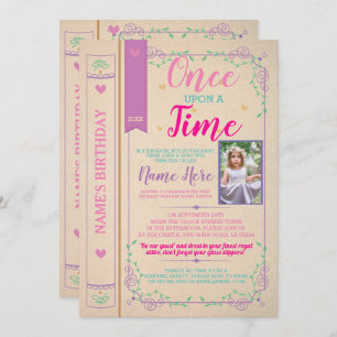 Once Upon A Time Story Tale Book Birthday Photo Invitation