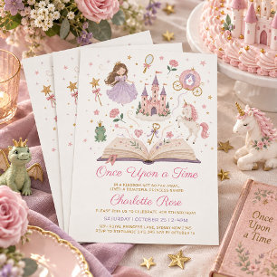 Once Upon a Time Storybook Princess Birthday Invitation