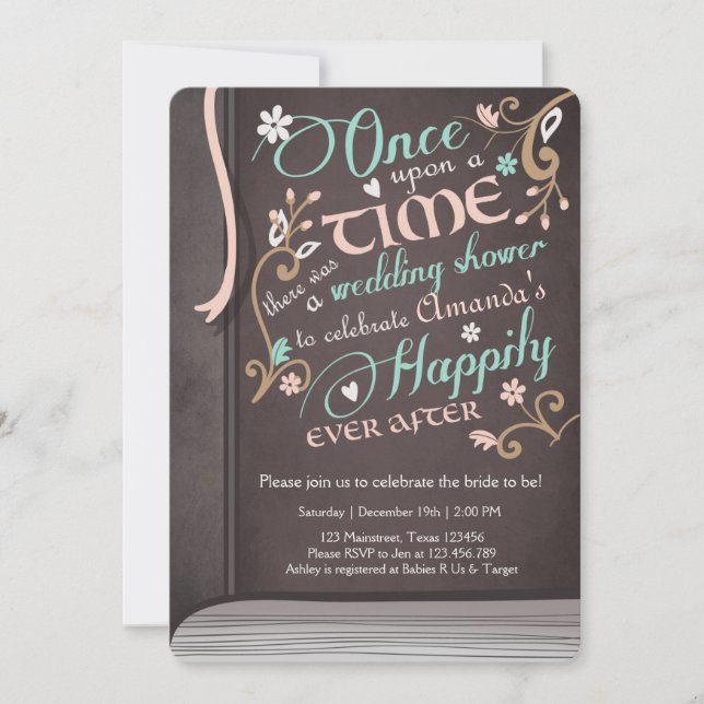 Once Upon a Time Storybook Wedding Shower Pink Invitation (Front)