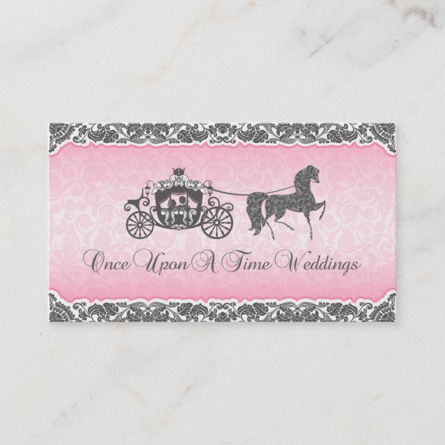 Once Upon A Time Wedding Horse & Carriage Business Card (Front)