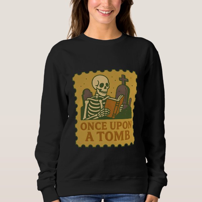 Once Upon a Tomb – Gothic Skeleton Reader Shirt (Front)