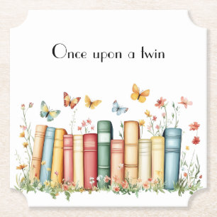 Once Upon A Twin Fairy Tale Book Paper Coaster