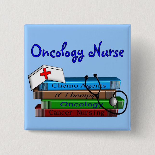 Oncolgoy Nurse "Books" Design 15 Cm Square Badge (Front)