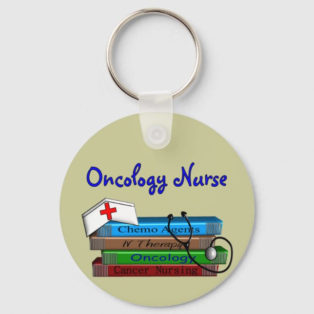 Oncolgoy Nurse "Books" Design Key Ring (Front)