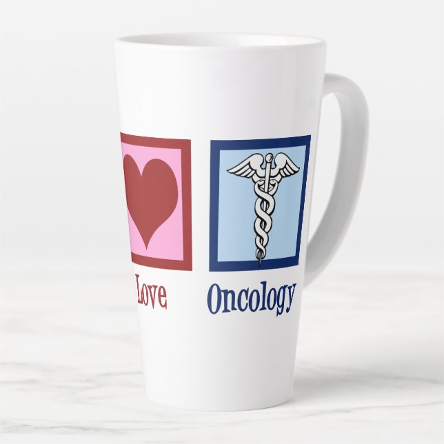 Oncologist Peace Love Oncology Office Latte Mug (Right Angle)
