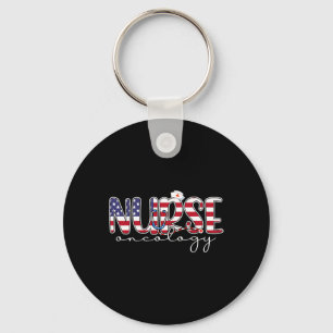 Oncology Nurse 4th Of July Us Flag Nurse Radiation Key Ring