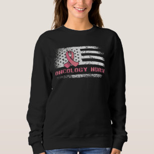 Oncology Nurse American Flag Horizontal Nursing Sweatshirt