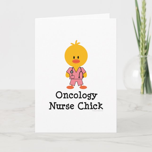 Oncology Nurse Chick Greeting Card (Front)
