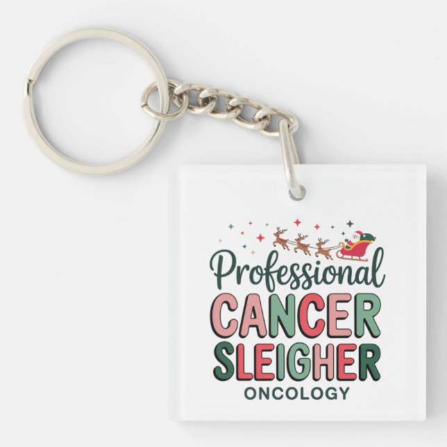 Oncology Nurse Christmas Cancer Chemo Oncology  Key Ring (Front)