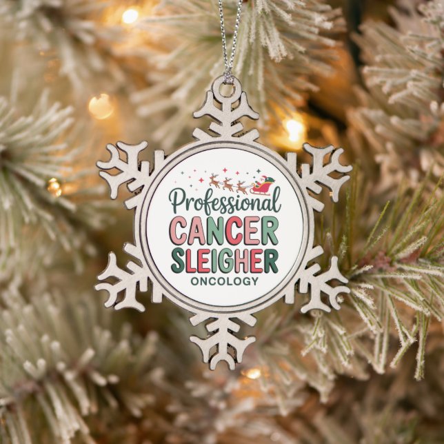 Oncology Nurse Christmas Cancer Chemo Oncology  Snowflake Pewter Christmas Ornament (Tree)