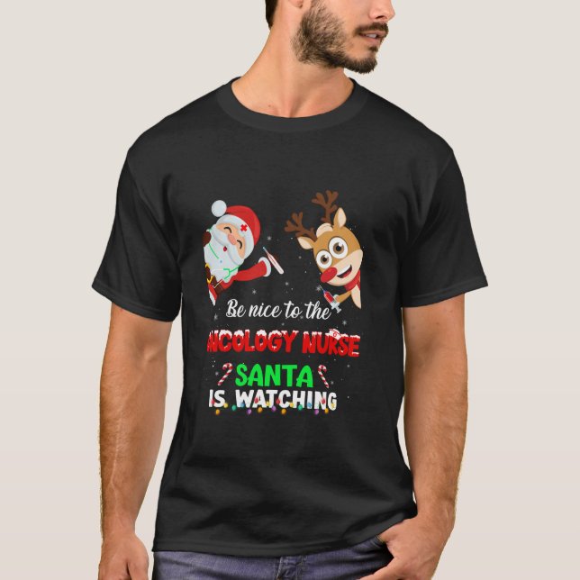 Oncology Nurse Christmas Crew Nurse Tree Buffalo P T-Shirt (Front)