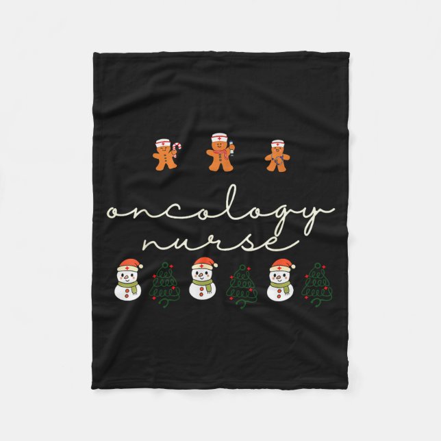 Oncology Nurse Christmas Gingerbread Holiday Hosta Fleece Blanket (Front)