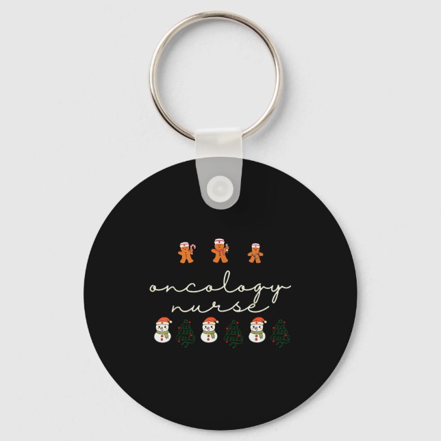 Oncology Nurse Christmas Gingerbread Holiday Hosta Key Ring (Front)