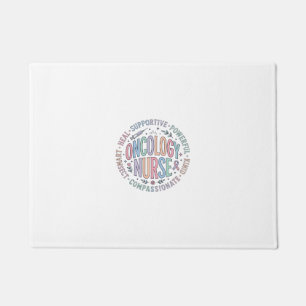 Oncology Nurse Circle Quote Floral Shirt Design_1 Doormat