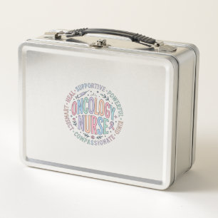 Oncology Nurse Circle Quote Floral Shirt Design_1 Metal Lunch Box