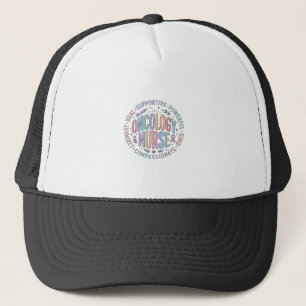 Oncology Nurse Circle Quote Floral Shirt Design_1 Trucker Hat