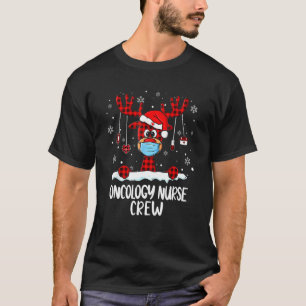 Oncology Nurse Crew Plaid Reindeer Santa Hat Nursi T-Shirt