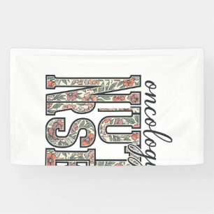 Oncology Nurse Floral Vintage Banner