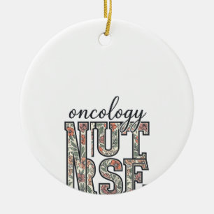 Oncology Nurse Floral Vintage Ceramic Tree Decoration