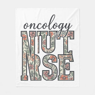 Oncology Nurse Floral Vintage Fleece Blanket