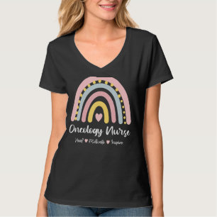 Oncology Nurse Heal Motivate Inspire Boho Rainbow T-Shirt