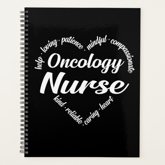Oncology Nurse Heart Word Cloud Planner (Front)