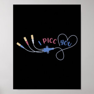 Oncology Nurse Picc Heart Valentine Day Medical Iv Poster