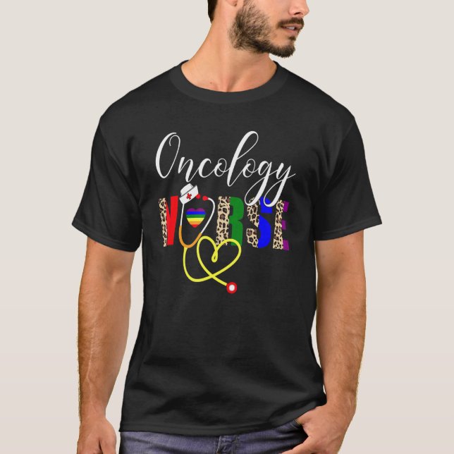 Oncology Nurse Stethoscope Lgbt Flag Les Gay Pride T-Shirt (Front)
