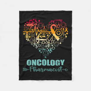 Oncology Pharmacist Heart Funny Vintage Oncology Fleece Blanket