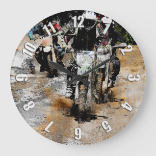 Oncoming! - Motocross Racer Large Clock