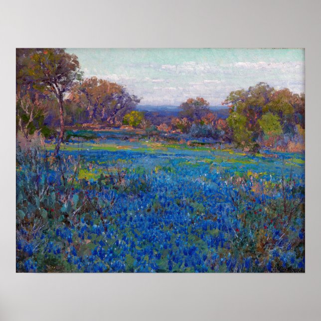 Onderdonk - A Field Of Bluebonnets Late Afternoon Poster (Front)