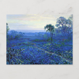 Onderdonk - Bluebonnet landscape with Cacti, Road, Postcard