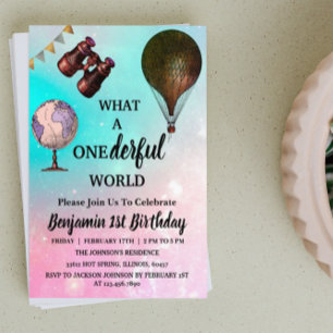 Onderful Hot Air Balloon Adventure First Birthday  Invitation